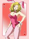  animal_ears blonde_hair blue_eyes blush breasts bunny_ears bunny_girl bunnysuit cleavage code_geass large_breasts milly_ashford mokku one_eye_closed pantyhose solo 