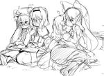  alice_margatroid bespectacled blush glasses greyscale hakurei_reimu kirisame_marisa monochrome multiple_girls patchouli_knowledge randou sketch touhou 