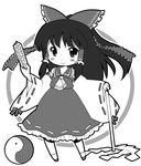  chibi greyscale hakurei_reimu michii_yuuki monochrome solo touhou 