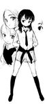  copyright_request greyscale monochrome multiple_girls necktie sasahara_yuuki sketch thighhighs 