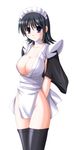  black_hair blush breasts cleavage flipped_hair hairband iroha_(samurai_spirits) large_breasts maid nak_yama samurai_spirits solo 