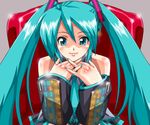  aqua_hair aqua_nails bad_id bad_pixiv_id hatsune_miku long_hair nail_polish smile solo twintails vocaloid wankoro_mochi 