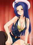  artist_request blue_hair breasts cleavage halterneck idolmaster idolmaster_(classic) idolmaster_1 large_breasts miura_azusa red_eyes solo 