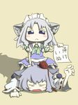  :&lt; animal_ears chibi dog_ears inubashiri_momiji izayoi_sakuya kemonomimi_mode multiple_girls peconica touhou translated 