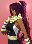  bad_id bad_pixiv_id bleach dark_skin ponytail purple_hair shihouin_yoruichi solo wankoro_mochi 