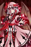  alternate_costume bad_id bad_pixiv_id bat bat_wings blue_hair detached_sleeves dress fang flower hand_on_own_chest hat hat_flower hat_ribbon highres koumajou_densetsu kuroi_paseri nail_polish open_mouth outstretched_hand pink_dress red_eyes red_nails remilia_scarlet ribbon sash short_hair slit_pupils smile solo touhou wings 