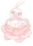  ahiru_(duck) ahoge bad_id bad_pixiv_id bird duck eyelashes flower looking_at_viewer monochrome no_humans pink princess_tutu sitting smile solo yameshoko 