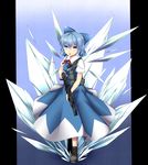  blue_eyes blue_hair boots bow cirno explosive grenade gun ice natsuki_mitsu short_hair shotgun solo spas-12 touhou weapon wings 