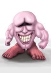  gingasansan glowing kirby muscle no_humans no_pupils smile solo standing teeth 