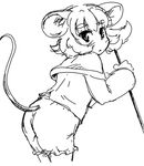  animal_ears bloomers capelet greyscale leaning_forward looking_at_viewer looking_back mepikari monochrome mouse_ears mouse_tail nazrin no_pants short_hair sketch solo tail touhou underwear 