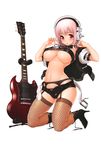  :o absurdres belt black_panties blush bow bow_panties breasts cameltoe choker electric_guitar fishnet_legwear fishnets front-tie_top full_body garter_belt guitar guitar_stand headphones high_heels highres instrument jacket kneeling large_breasts long_hair looking_at_viewer midriff navel nitroplus open_clothes open_fly open_jacket panties pink_hair red_eyes scan shiny shiny_skin shoes short_shorts shorts skindentation slender_waist solo super_sonico thighhighs tsuji_santa underboob underwear untied untying unzipped 