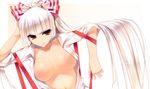  :| bangs blunt_bangs blush bow breasts breasts_apart breasts_outside buttons closed_mouth collarbone dragonmaterial dress_shirt dutch_angle fujiwara_no_mokou hair_bow hair_ribbon hand_on_own_head highres hime_cut large_breasts lips long_hair looking_at_viewer navel nipples no_bra open_clothes open_shirt ponytail red_eyes ribbon shiny shiny_skin shirt silver_hair simple_background sitting sleeves_rolled_up solo straight_hair suspenders touhou upper_body v-shaped_eyebrows very_long_hair white_background white_hair 