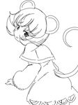  animal_ears greyscale looking_at_viewer looking_back mepikari monochrome mouse_ears mouse_tail nazrin short_hair sketch solo tail touhou 