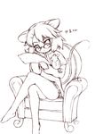 animal_ears armchair bare_legs barefoot bespectacled capelet chair crossed_legs dress feet glasses hair_ornament hairclip jewelry mepikari monochrome mouse mouse_ears mouse_tail nazrin short_hair sitting sketch solo star tail touhou 