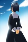  blue_hair ciel cloud cloudy_sky from_behind habit pikakoya sky solo tsukihime 