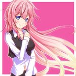  blue_eyes blush breasts highres kazeoto_kirito long_hair medium_breasts megurine_luka navel pink_hair smile solo very_long_hair vocaloid 