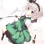  bad_id bad_pixiv_id black_hairband black_legwear blue_eyes bow dual_wielding hairband hitodama holding kneehighs konpaku_youmu konpaku_youmu_(ghost) neo1031 short_hair silver_hair skirt solo sword touhou weapon 