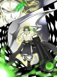  black_rock_shooter blade broly chokobo_(fire89) dragon_ball dragon_ball_z highres legendary_super_saiyan male_focus muscle parody super_saiyan weapon 