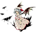  bat blush hat highres kotaka looking_at_viewer no_nose red_eyes remilia_scarlet simple_background smile solo touhou white_background wings 