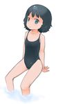  absurdres black_eyes black_hair highres okera one-piece_swimsuit original short_hair solo swimsuit 