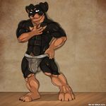  aaron aaron_(artist) abs anthro balls biceps big_balls big_muscles big_penis canine dog flexing looking_at_viewer male mammal muscles nipples pecs penis pepsi_(fa) pose rottweiler solo underwear 