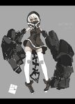  bad_id bad_pixiv_id black_rock_shooter boots dress glowing glowing_eyes hood hoodie kurofuti letterboxed mechanical_arm solo strength_(black_rock_shooter) tail thighhighs white_hair yellow_eyes 