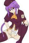  melty_blood panties panty_pull purple_hair pussy shichimenchou sion_eltnam_atlasia thighhighs tsukihime type-moon uncensored underwear 