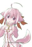  ahoge animal_ears dog_days dog_ears dog_girl dog_tail double_bun millhiore_f_biscotti mtr pink_hair purple_eyes solo tail 