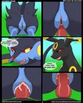  anus butt comic dialog duo eeveelution english_text female feral kuroodod luxray male nintendo penis pok&#233;mon pok&eacute;mon presenting presenting_hindquarters pussy sex straight text umbreon video_games 