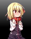  blonde_hair collar cross_eyed gradient gradient_background hair_ribbon necktie red_eyes ribbon rope rumia shamo_(koumakantv) solo touhou 