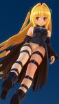  3d blonde_hair boots detached_sleeves from_below konjiki_no_yami long_hair looking_down mm-star panties red_eyes solo thigh_strap to_love-ru two_side_up underwear upskirt very_long_hair 