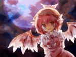  animal_ears arms_behind_back bad_id bad_pixiv_id brown_dress dress faux_traditional_media full_moon hat hinase_kaguya mixed_media moon mystia_lorelei night open_mouth pink_eyes pink_hair short_hair sky solo touhou wings 