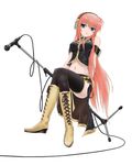  bad_id bad_pixiv_id blue_eyes boots cross-laced_footwear crossed_legs full_body headphones knee_boots lace-up_boots long_hair megurine_luka microphone microphone_stand midriff navel open_mouth pink_hair simple_background sitting thighhighs vocaloid white_background yukikaze_(pg6sa_az1) 