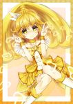  bike_shorts blonde_hair boots bow bowtie brooch choker cure_peace double_v frown full_body hair_flaps jewelry kise_yayoi long_hair magical_girl modose_ruruki precure shorts shorts_under_skirt sitting skirt smile_precure! solo v wide_ponytail wrist_cuffs yellow yellow_bow yellow_choker yellow_eyes yellow_neckwear yellow_shorts yellow_skirt 