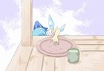  arm blue_hair bow cirno comic crumbs cup hair_bow sakimiya_(inschool) searching silent_comic solo tea touhou tray wings 