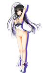  ahoge bare_shoulders black_hair blue_eyes breasts kohak_hearts navel shoes shoues tales_of_(series) tales_of_hearts torn_clothes 