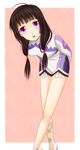  1girl ahoge black_hair breasts frills kohak_hearts open_mouth purple_eyes shoes tales_of_(series) tales_of_hearts 