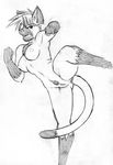  breasts cat erika_(meesh) feline female fight looking_at_viewer mammal meesh monochrome nipples nude pussy sketch solo 