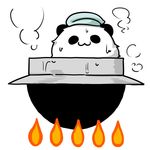  :3 bathing fire hong_meiling hong_meiling_(panda) pot seki_(red_shine) solo steam touhou towel towel_on_head 