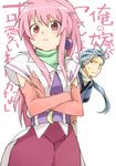  arche_klein belt blue_eyes blue_hair can&#039;t_be_this_cute can't_be_this_cute chester_barklight detached_sleeves earrings jewelry long_hair ore_no_imouto_ga_konna_ni_kawaii_wake_ga_nai pants parody pink_eyes pink_hair tales_of_(series) tales_of_phantasia 