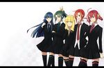  aoki_reika aoki_shizumi bad_id bad_pixiv_id black_legwear blazer blonde_hair blue_eyes blue_hair bow eyelashes formal green_eyes green_hair green_neckwear hair_bow hairband highres hino_akane_(smile_precure!) hoshizora_miyuki jacket kise_yayoi letterboxed long_hair midorikawa_nao multiple_girls necktie one_eye_closed pink_eyes pink_hair pink_neckwear ponytail precure rainbow_order red_eyes red_hair school_uniform short_hair short_twintails skirt smile smile_precure! suit thighhighs twintails white_background white_hairband yellow_eyes 