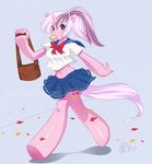  anthro anthrofied big_breasts bipedal blue_skirt bow breasts cutie_mark digital_media_(art) eating equine falling_leaves female front_view full-length_portrait hair holding horse leaf looking_at_viewer luckypan lylac mammal messenger_bag midriff mouth_hold multi-colored_hair my_little_pony neolucky pink_hair pink_horn pink_skin plain_background pleated_skirt pony ponytail purple_eyes purple_hair raised_hand school_uniform simple_background solo three-quarter_view twilight_(g1) two_tone_hair walking white_background white_hair white_shirt 