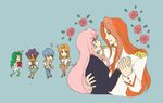  3boys 3girls arisugawa_juri black_eyes blue_eyes blue_hair flower green_hair himemiya_anthy kaoru_miki kiryuu_touga long_hair multiple_boys multiple_girls orange_hair pink_hair purple_hair red_hair rose saionji_kyouchi saionji_kyouichi short_hair shoujo_kakumei_utena tenjou_utena 