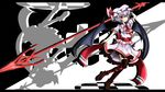  akisome_hatsuka ascot bat_wings blue_hair hat highres polearm red_eyes remilia_scarlet short_hair silhouette skirt solo spear_the_gungnir thighhighs touhou weapon wings 