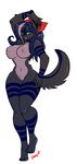  bethany_monelle big_breasts blue_eyes blue_hair body_markings breasts canine female fluffy_tail fur grey_fur hair long_hair looking_at_viewer luvon mammal markings navel nipples nude solo two_tone_hair wide_hips wolf 