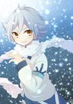  bad_id bad_pixiv_id eyebrows fubuki_atsuya inazuma_eleven inazuma_eleven_(series) izumi39 male_focus orange_eyes scarf silver_hair smile snowing solo 