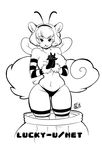  bee big_breasts breasts female honey hybrid insect line_art luckypan mammal monochrome neolucky rodent squee squirrel 
