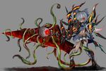  bow cirno gray gray_hair red_eyes skirt tentacles torn_clothes touhou weapon 