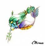  head_fins long_hair lowres mermaid monster_girl polearm red_eyes seiken_densetsu seiken_densetsu_2 solo trident undine_(seiken_densetsu) weapon 