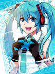  :d bad_id bad_pixiv_id black_gloves blue_eyes blue_hair controller fumizuki_ryou game_controller gloves happy hatsune_miku headphones long_hair open_mouth playing_games smile solo vocaloid vocaloid_(lat-type_ver) 